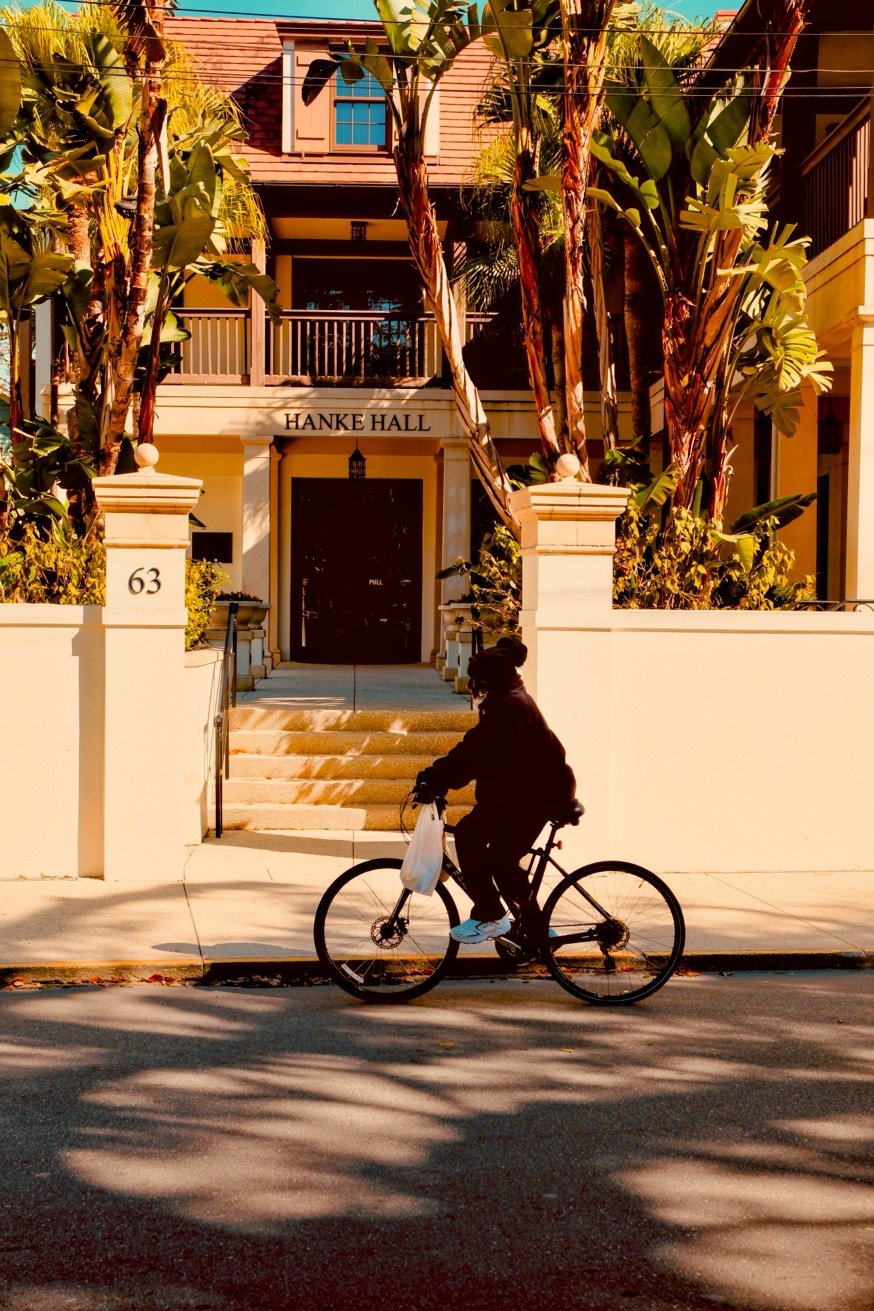Cyclist at Hanke Hall